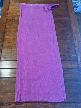 Free People Magenta Ribbed Maxi Skirt with Side Tie